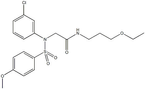 2-{3-chloro[(4-methoxyphenyl)sulfonyl]anilino}-N-(3-ethoxypropyl)acetamide,644953-57-1,结构式