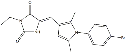 5-{[1-(4-bromophenyl)-2,5-dimethyl-1H-pyrrol-3-yl]methylene}-3-ethyl-2,4-imidazolidinedione,644956-69-4,结构式