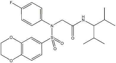 2-[(2,3-dihydro-1,4-benzodioxin-6-ylsulfonyl)-4-fluoroanilino]-N-(1-isopropyl-2-methylpropyl)acetamide,644957-90-4,结构式