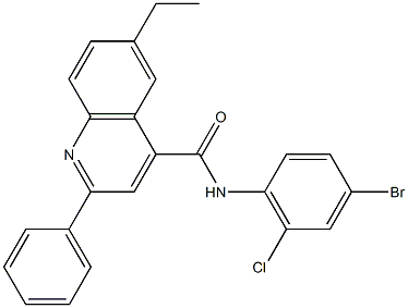 N-(4-bromo-2-chlorophenyl)-6-ethyl-2-phenyl-4-quinolinecarboxamide Struktur