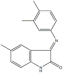 3-[(3,4-dimethylphenyl)imino]-5-methyl-1,3-dihydro-2H-indol-2-one 化学構造式