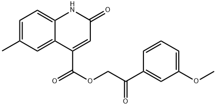 2-(3-methoxyphenyl)-2-oxoethyl 2-hydroxy-6-methyl-4-quinolinecarboxylate 结构式