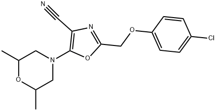 2-[(4-chlorophenoxy)methyl]-5-(2,6-dimethyl-4-morpholinyl)-1,3-oxazole-4-carbonitrile Structure