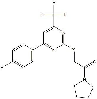 4-(4-fluorophenyl)-2-{[2-oxo-2-(1-pyrrolidinyl)ethyl]sulfanyl}-6-(trifluoromethyl)pyrimidine,647819-79-2,结构式