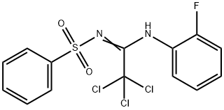 N-[2,2,2-trichloro-N-(2-fluorophenyl)ethanimidoyl]benzenesulfonamide,647823-34-5,结构式