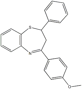 2-フェニル-4-(4-メトキシフェニル)-2,3-ジヒドロ-1,5-ベンゾチアゼピン 化学構造式