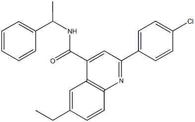 2-(4-chlorophenyl)-6-ethyl-N-(1-phenylethyl)-4-quinolinecarboxamide 化学構造式