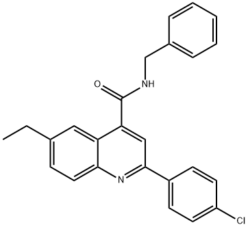 N-benzyl-2-(4-chlorophenyl)-6-ethyl-4-quinolinecarboxamide Struktur