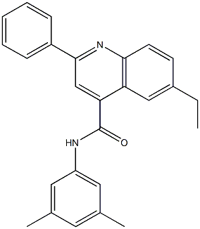 N-(3,5-dimethylphenyl)-6-ethyl-2-phenyl-4-quinolinecarboxamide Struktur
