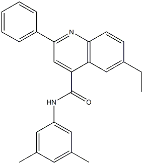 N-(3,5-dimethylphenyl)-6-ethyl-2-phenyl-4-quinolinecarboxamide 化学構造式