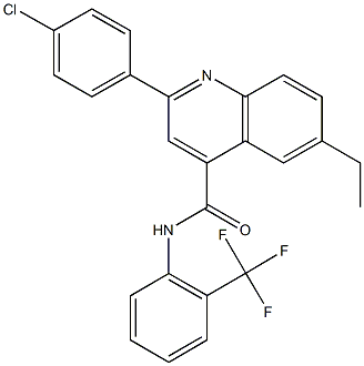 2-(4-chlorophenyl)-6-ethyl-N-[2-(trifluoromethyl)phenyl]-4-quinolinecarboxamide,649579-31-7,结构式
