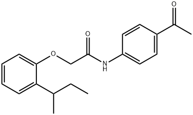 N-(4-acetylphenyl)-2-(2-sec-butylphenoxy)acetamide 化学構造式