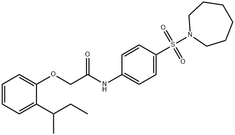 N-[4-(1-azepanylsulfonyl)phenyl]-2-(2-sec-butylphenoxy)acetamide 化学構造式