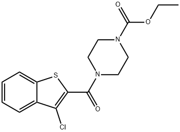 ethyl 4-[(3-chloro-1-benzothien-2-yl)carbonyl]-1-piperazinecarboxylate Structure