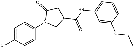 1-(4-chlorophenyl)-N-(3-ethoxyphenyl)-5-oxo-3-pyrrolidinecarboxamide 化学構造式