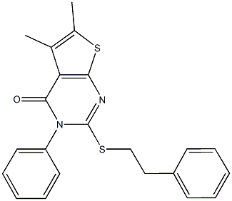 5,6-dimethyl-3-phenyl-2-[(2-phenylethyl)sulfanyl]thieno[2,3-d]pyrimidin-4(3H)-one Structure