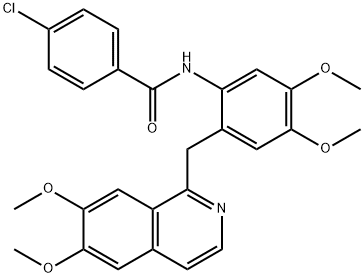 4-chloro-N-{2-[(6,7-dimethoxy-1-isoquinolinyl)methyl]-4,5-dimethoxyphenyl}benzamide Struktur
