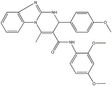 N-(2,4-dimethoxyphenyl)-2-(4-methoxyphenyl)-4-methyl-1,2-dihydropyrimido[1,2-a]benzimidazole-3-carboxamide 化学構造式