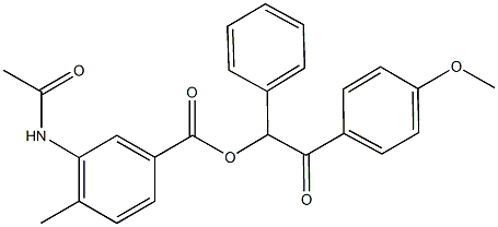 2-(4-methoxyphenyl)-2-oxo-1-phenylethyl 3-(acetylamino)-4-methylbenzoate 结构式