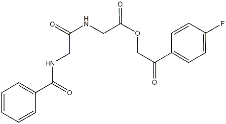 2-(4-fluorophenyl)-2-oxoethyl {[(benzoylamino)acetyl]amino}acetate Structure