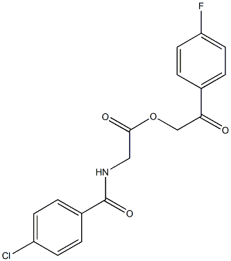 2-(4-fluorophenyl)-2-oxoethyl [(4-chlorobenzoyl)amino]acetate Structure