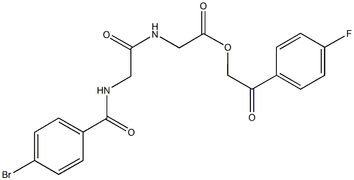 2-(4-fluorophenyl)-2-oxoethyl ({[(4-bromobenzoyl)amino]acetyl}amino)acetate Struktur