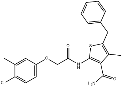 5-benzyl-2-{[(4-chloro-3-methylphenoxy)acetyl]amino}-4-methyl-3-thiophenecarboxamide 化学構造式