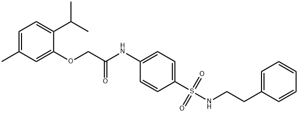 2-(2-isopropyl-5-methylphenoxy)-N-(4-{[(2-phenylethyl)amino]sulfonyl}phenyl)acetamide Structure