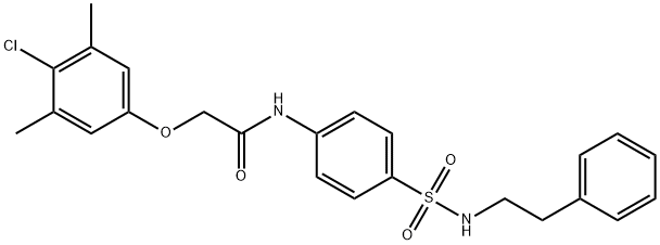 2-(4-chloro-3,5-dimethylphenoxy)-N-(4-{[(2-phenylethyl)amino]sulfonyl}phenyl)acetamide 化学構造式