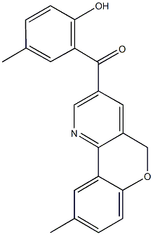 (2-hydroxy-5-methylphenyl)(9-methyl-5H-chromeno[4,3-b]pyridin-3-yl)methanone 化学構造式