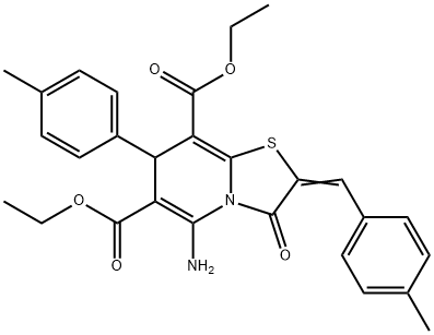 diethyl 5-amino-2-(4-methylbenzylidene)-7-(4-methylphenyl)-3-oxo-2,3-dihydro-7H-[1,3]thiazolo[3,2-a]pyridine-6,8-dicarboxylate 结构式