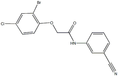 2-(2-bromo-4-chlorophenoxy)-N-(3-cyanophenyl)acetamide 化学構造式