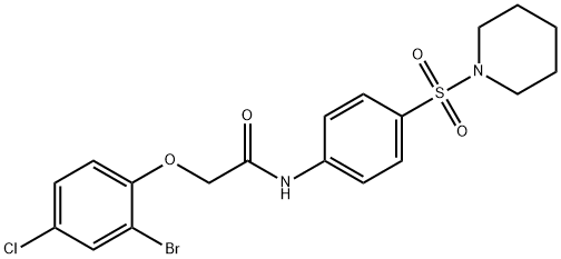2-(2-bromo-4-chlorophenoxy)-N-[4-(1-piperidinylsulfonyl)phenyl]acetamide 化学構造式