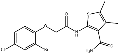 2-{[(2-bromo-4-chlorophenoxy)acetyl]amino}-4,5-dimethyl-3-thiophenecarboxamide,658046-37-8,结构式