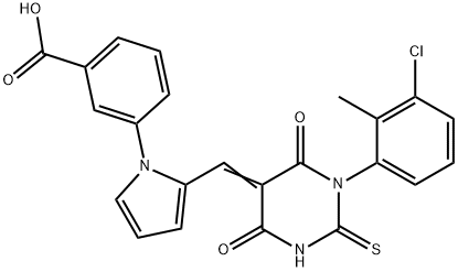 3-{2-[(1-(3-chloro-2-methylphenyl)-4,6-dioxo-2-thioxotetrahydro-5(2H)-pyrimidinylidene)methyl]-1H-pyrrol-1-yl}benzoic acid,662154-96-3,结构式