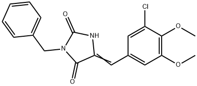 3-benzyl-5-(3-chloro-4,5-dimethoxybenzylidene)-2,4-imidazolidinedione Struktur