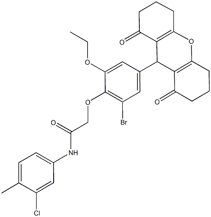 2-[2-bromo-4-(1,8-dioxo-2,3,4,5,6,7,8,9-octahydro-1H-xanthen-9-yl)-6-ethoxyphenoxy]-N-(3-chloro-4-methylphenyl)acetamide|