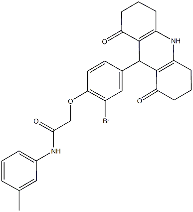 2-[2-bromo-4-(1,8-dioxo-1,2,3,4,5,6,7,8,9,10-decahydro-9-acridinyl)phenoxy]-N-(3-methylphenyl)acetamide Structure