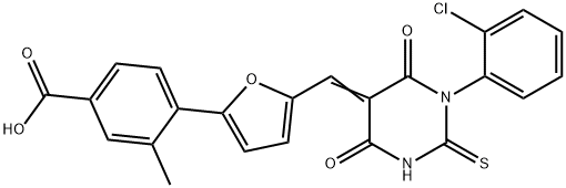 662157-02-0 4-{5-[(1-(2-chlorophenyl)-4,6-dioxo-2-thioxotetrahydro-5(2H)-pyrimidinylidene)methyl]-2-furyl}-3-methylbenzoic acid