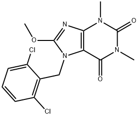 7-(2,6-dichlorobenzyl)-8-methoxy-1,3-dimethyl-3,7-dihydro-1H-purine-2,6-dione 结构式