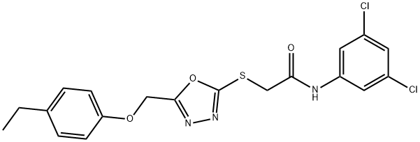 N-(3,5-dichlorophenyl)-2-({5-[(4-ethylphenoxy)methyl]-1,3,4-oxadiazol-2-yl}sulfanyl)acetamide 结构式