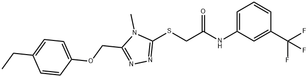 2-({5-[(4-ethylphenoxy)methyl]-4-methyl-4H-1,2,4-triazol-3-yl}sulfanyl)-N-[3-(trifluoromethyl)phenyl]acetamide Struktur