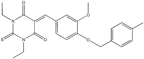 1,3-diethyl-5-{3-methoxy-4-[(4-methylbenzyl)oxy]benzylidene}-2-thioxodihydro-4,6(1H,5H)-pyrimidinedione|