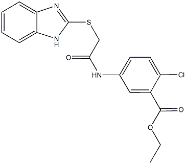 ethyl 5-{[(1H-benzimidazol-2-ylsulfanyl)acetyl]amino}-2-chlorobenzoate Structure