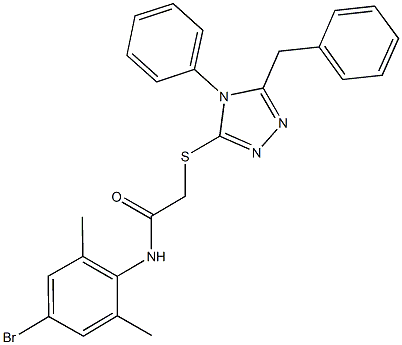 2-[(5-benzyl-4-phenyl-4H-1,2,4-triazol-3-yl)sulfanyl]-N-(4-bromo-2,6-dimethylphenyl)acetamide Structure