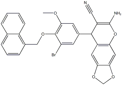 6-amino-8-[3-bromo-5-methoxy-4-(1-naphthylmethoxy)phenyl]-8H-[1,3]dioxolo[4,5-g]chromene-7-carbonitrile Structure