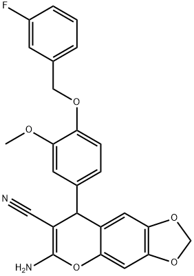 663157-74-2 6-amino-8-{4-[(3-fluorobenzyl)oxy]-3-methoxyphenyl}-8H-[1,3]dioxolo[4,5-g]chromene-7-carbonitrile
