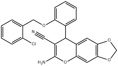 6-amino-8-{2-[(2-chlorobenzyl)oxy]phenyl}-8H-[1,3]dioxolo[4,5-g]chromene-7-carbonitrile Structure