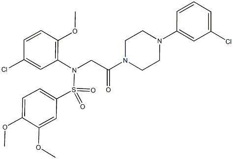 N-(5-chloro-2-methoxyphenyl)-N-{2-[4-(3-chlorophenyl)-1-piperazinyl]-2-oxoethyl}-3,4-dimethoxybenzenesulfonamide Struktur