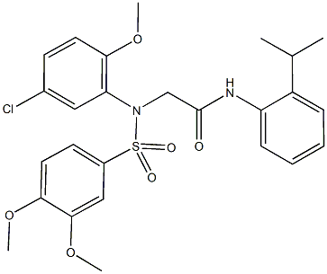 2-{5-chloro[(3,4-dimethoxyphenyl)sulfonyl]-2-methoxyanilino}-N-(2-isopropylphenyl)acetamide,663160-49-4,结构式